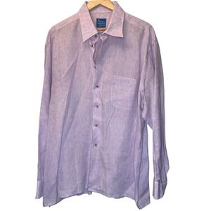 BEN SILVER The Charleston Shirt Mens XL Lavender Purple Linen Button Down Resort